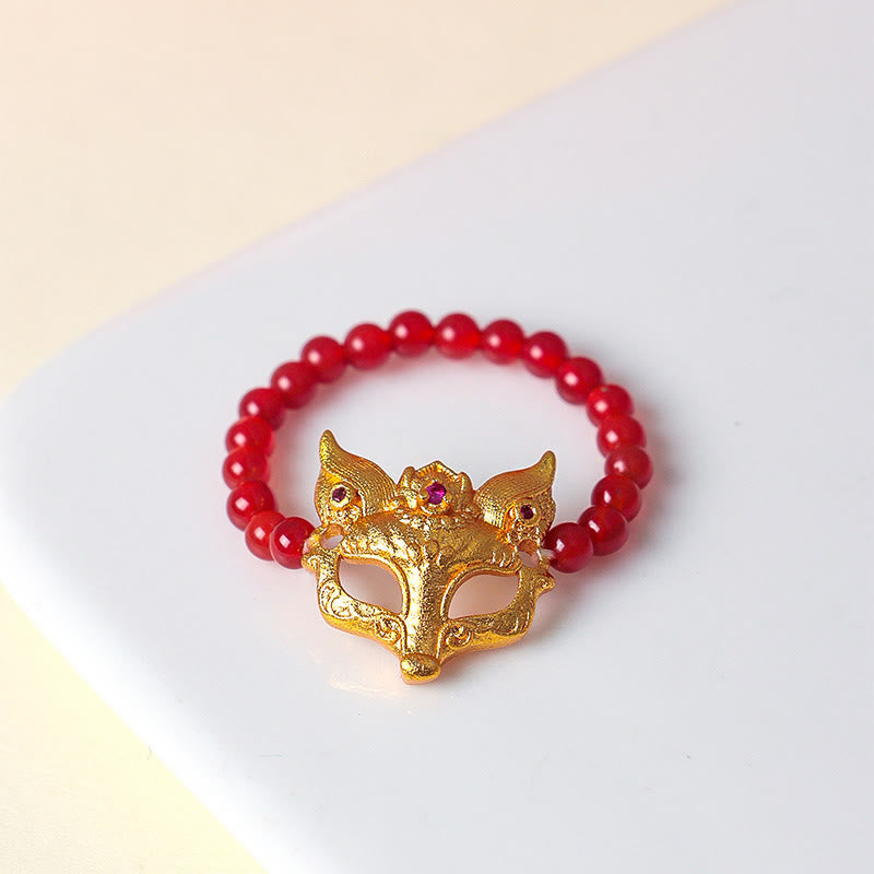 Pulsera de éxito de ágata roja del sur con zorro de nueve colas y Buddha Stones - image 12