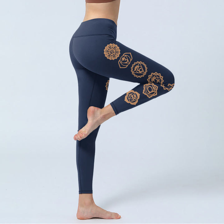 Buddha Stones Leggings de yoga para mujer con estampado de chakras - image 3