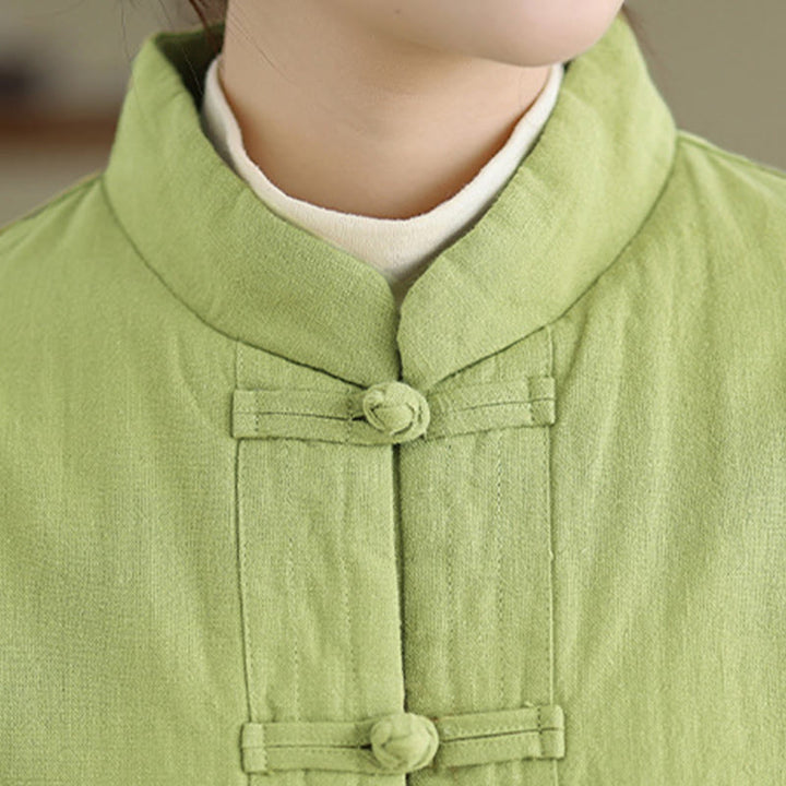Chaqueta térmica de manga larga con botones y bolsillos para mujer de Buddha Stones, lisa, acolchada de algodón - image 21
