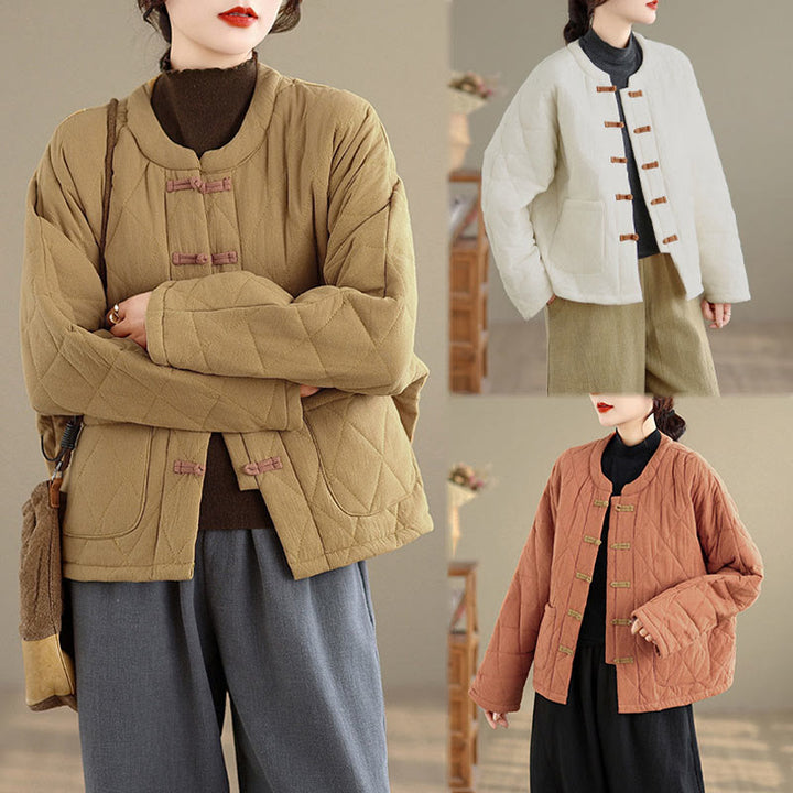 Chaqueta de Tai Chi Zen de manga larga con bolsillos y relleno de algodón para mujer Buddha Stones - image 24