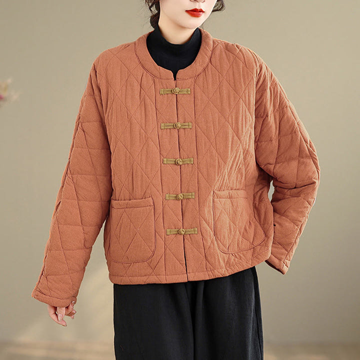 Chaqueta de Tai Chi Zen de manga larga con bolsillos y relleno de algodón para mujer Buddha Stones - image 4