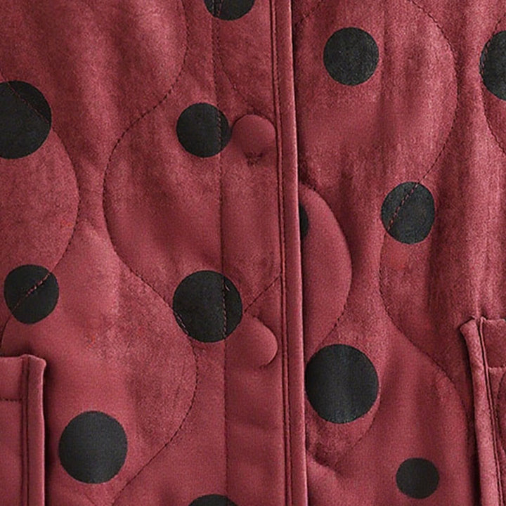 Chaqueta térmica de algodón de manga larga con diseño reversible de lunares y bolsillos para mujer de Buddha Stones - image 12