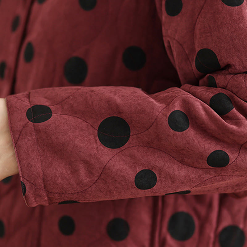 Chaqueta térmica de algodón de manga larga con diseño reversible de lunares y bolsillos para mujer de Buddha Stones - image 13