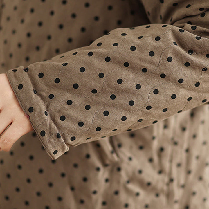 Chaqueta térmica de algodón de manga larga con diseño reversible de lunares y bolsillos para mujer de Buddha Stones - image 10