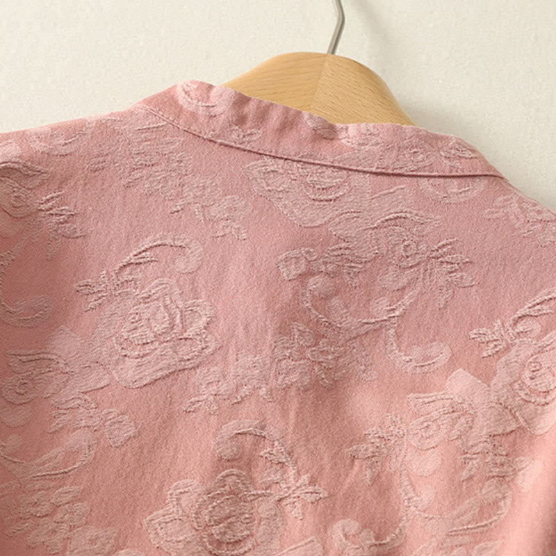 Camisa de manga larga de algodón zen para mujer con diseño jacquard liso de Buddha Stones de primavera - image 14