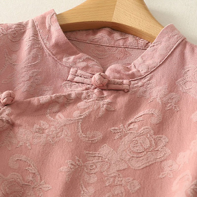 Camisa de manga larga de algodón zen para mujer con diseño jacquard liso de Buddha Stones de primavera - image 12