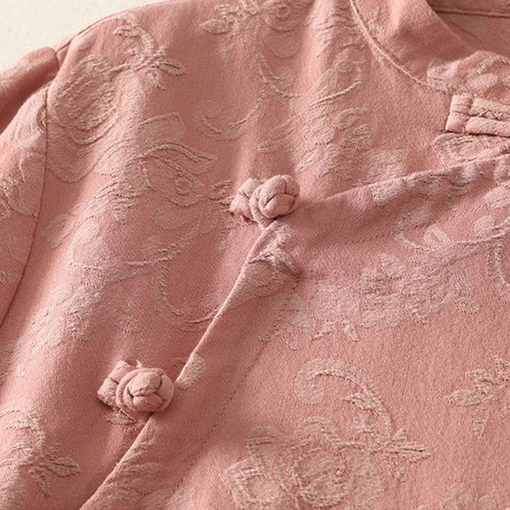 Camisa de manga larga de algodón zen para mujer con diseño jacquard liso de Buddha Stones de primavera - image 13