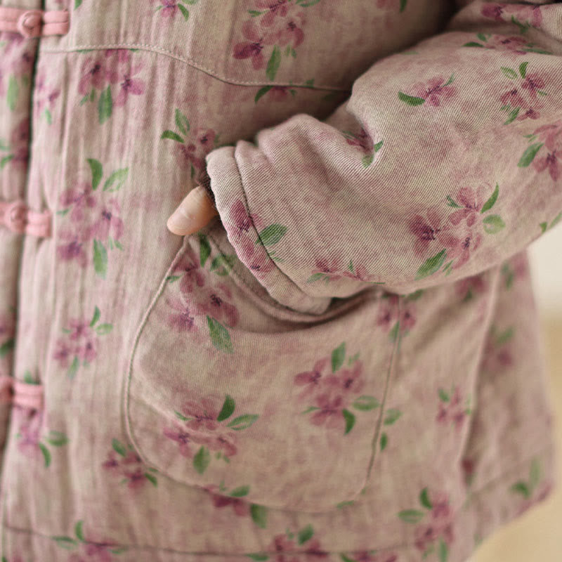 Chaqueta térmica de algodón con estampado floral y manga larga para mujer Buddha Stones con bolsillos - image 9