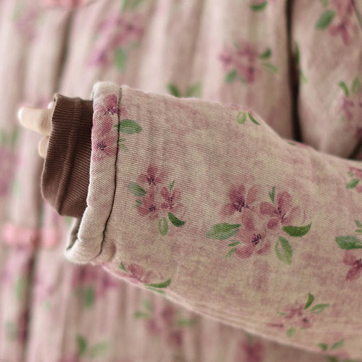 Chaqueta térmica de algodón con estampado floral y manga larga para mujer Buddha Stones con bolsillos - image 8