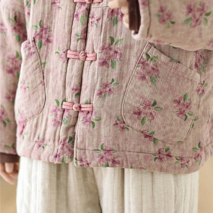Chaqueta térmica de algodón con estampado floral y manga larga para mujer Buddha Stones con bolsillos - image 10