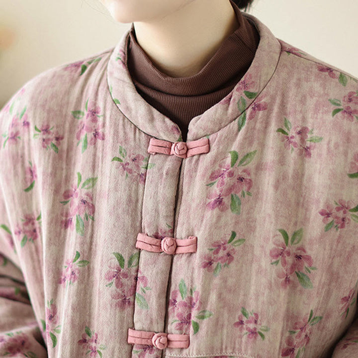 Chaqueta térmica de algodón con estampado floral y manga larga para mujer Buddha Stones con bolsillos - image 5