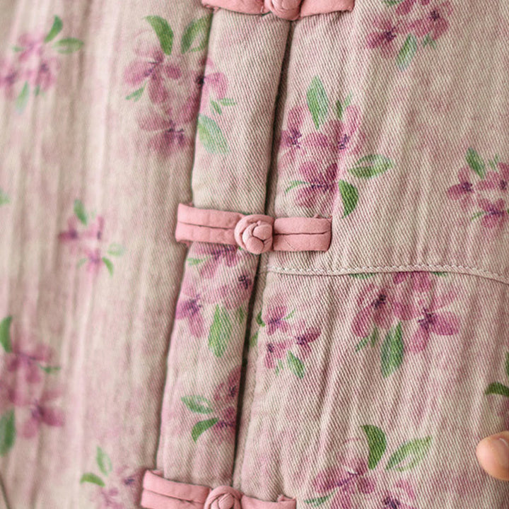 Chaqueta térmica de algodón con estampado floral y manga larga para mujer Buddha Stones con bolsillos - image 6