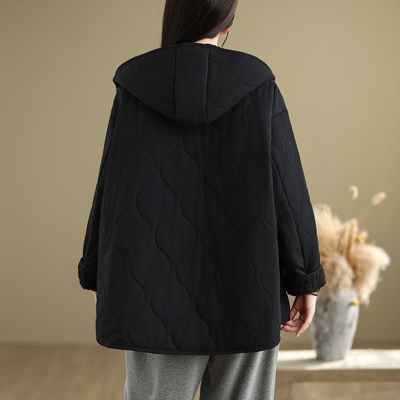 Chaqueta con capucha de manga larga lisa de Buddha Stones para mujer, de algodón, con forro polar y bolsillos. - image 18