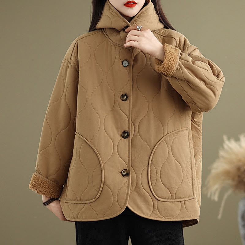 Chaqueta con capucha de manga larga lisa de Buddha Stones para mujer, de algodón, con forro polar y bolsillos. - image 3