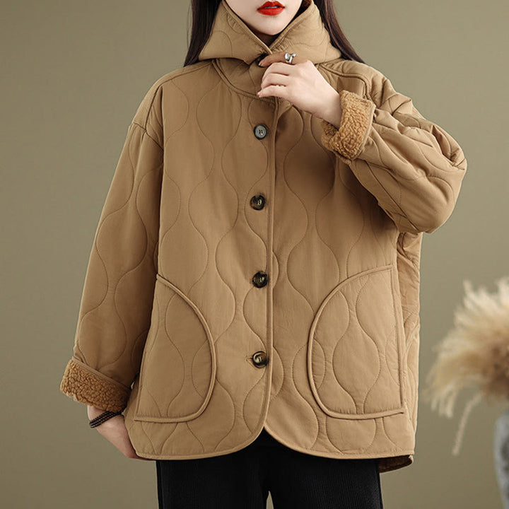 Chaqueta con capucha de manga larga lisa de Buddha Stones para mujer, de algodón, con forro polar y bolsillos. - image 3