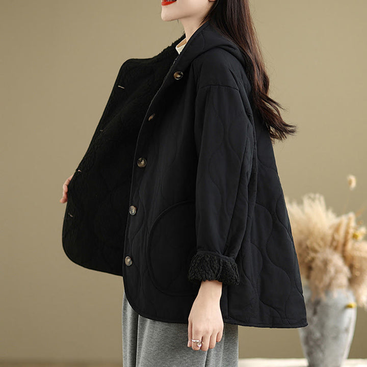 Chaqueta con capucha de manga larga lisa de Buddha Stones para mujer, de algodón, con forro polar y bolsillos. - image 14