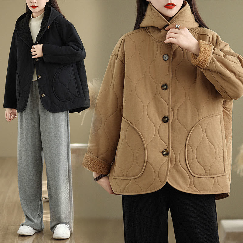 Chaqueta con capucha de manga larga lisa de Buddha Stones para mujer, de algodón, con forro polar y bolsillos. - image 20