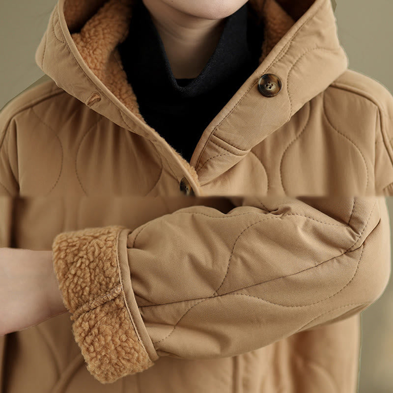 Chaqueta con capucha de manga larga lisa de Buddha Stones para mujer, de algodón, con forro polar y bolsillos. - image 7