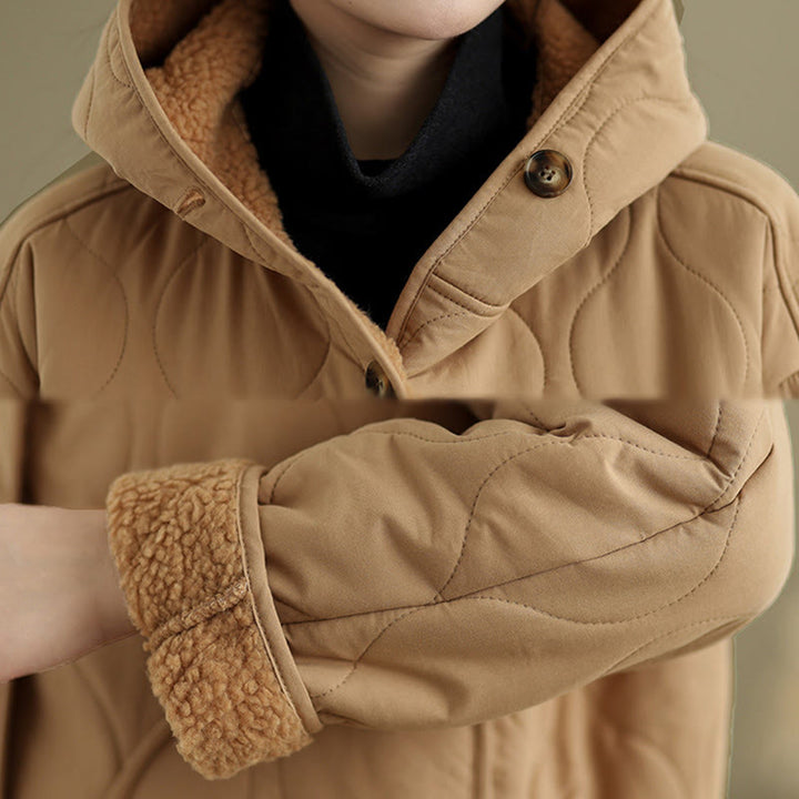 Chaqueta con capucha de manga larga lisa de Buddha Stones para mujer, de algodón, con forro polar y bolsillos. - image 7