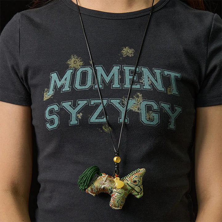 Buddha Stones del Año del Caballo Shu, brocado de seda, hierba rizada, patrón de granada, decoración colgante - image 6