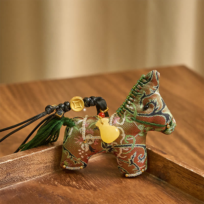 Buddha Stones del Año del Caballo Shu, brocado de seda, hierba rizada, patrón de granada, decoración colgante - image 2