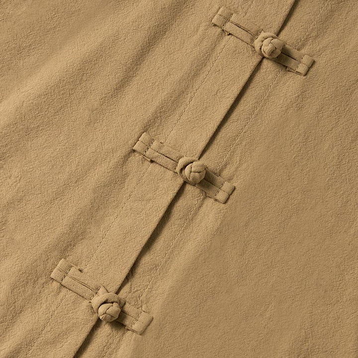 Camisa étnica de algodón con cuello alto, manga larga y botones de rana para mujer, con Buddha Stones y bolsillos - image 4