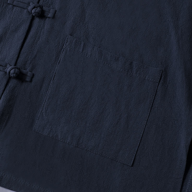 Camisa étnica de algodón con cuello alto, manga larga y botones de rana para mujer, con Buddha Stones y bolsillos - image 25