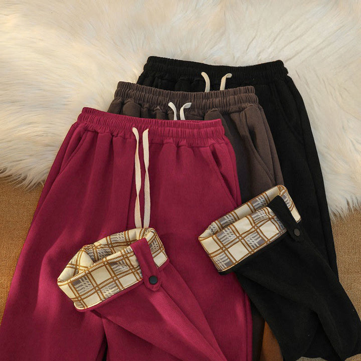 Pantalones anchos de pana de algodón con forro polar y bolsillos para mujer de Buddha Stones - image 41