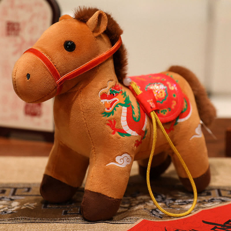 Muñeco de Buddha Stones del año del caballo, bambú, dragón, loto y fénix, para decoración del hogar. - Caballo Dragón Marrón - 20 centímetros - image 15