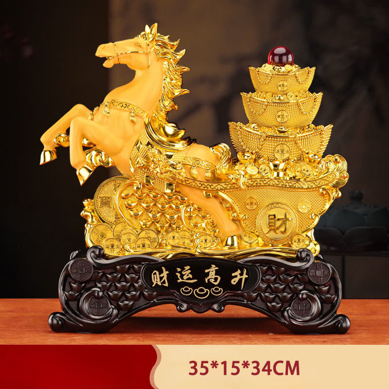 Buddha Stones "Buena Fortuna" Cuenco del Tesoro del Año del Caballo Lingotes Resina de Riqueza Decoración del Hogar - Moneda de cobre con forma de caballo, 35*15*34 cm - image 21
