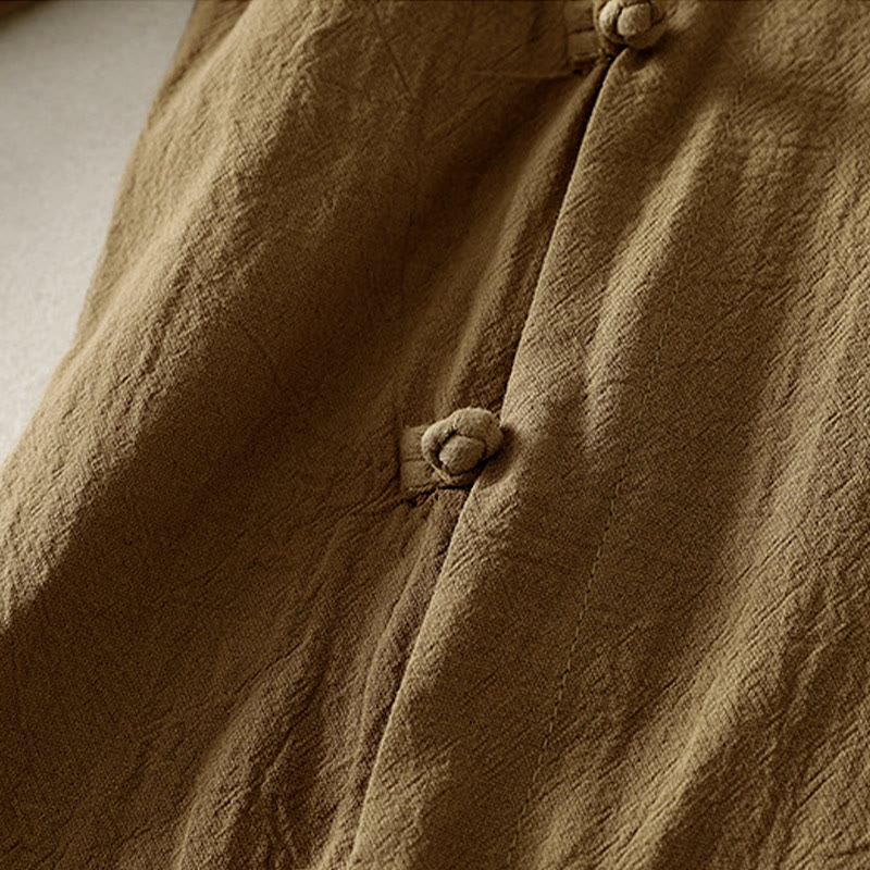 Camisa de algodón de manga larga para mujer con botones asimétricos y estampado de Buddha Stones en la parte delantera. - image 3