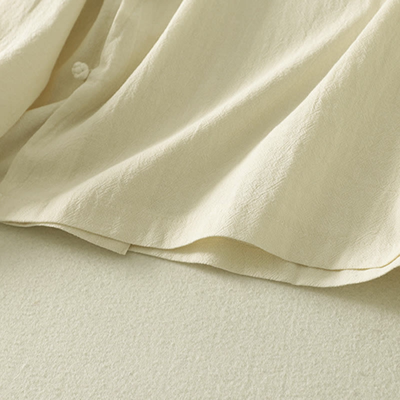 Camisa de algodón de manga larga para mujer con botones asimétricos y estampado de Buddha Stones en la parte delantera. - image 14