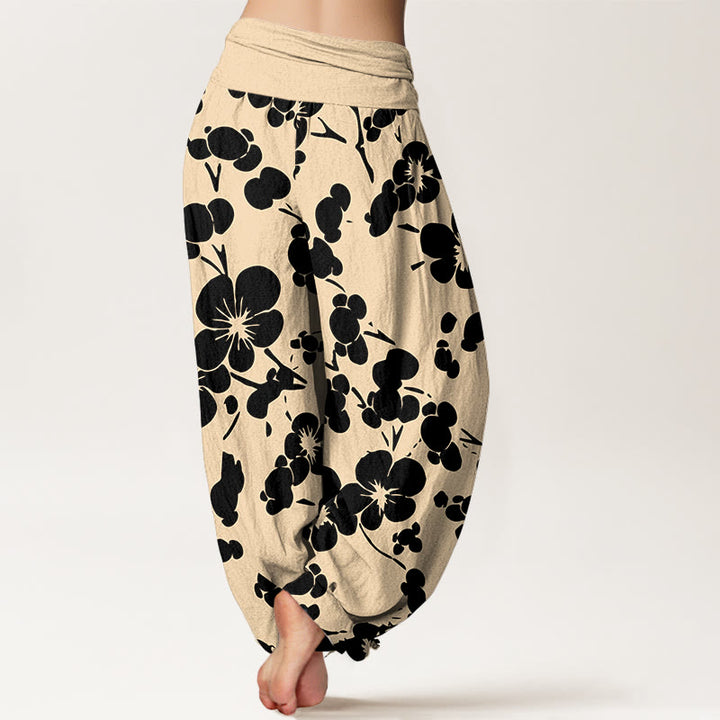 Pantalones bombachos de cintura elástica para mujer con estampado floral de flores de algodón puro y Buddha Stones - image 6