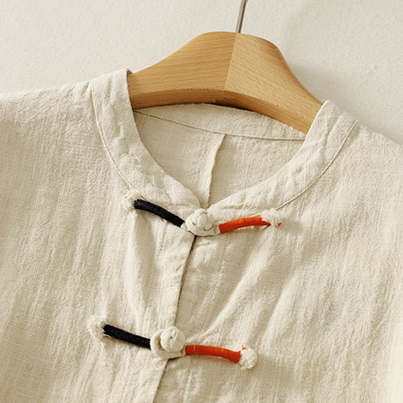 Camisa de manga larga para mujer, estilo zen, de algodón y lino , con Buddha Stones (estilo chino). - image 8