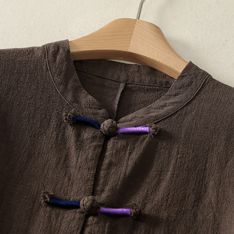 Camisa de manga larga para mujer, estilo zen, de algodón y lino , con Buddha Stones (estilo chino). - image 2