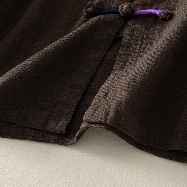 Camisa de manga larga para mujer, estilo zen, de algodón y lino , con Buddha Stones (estilo chino). - image 5