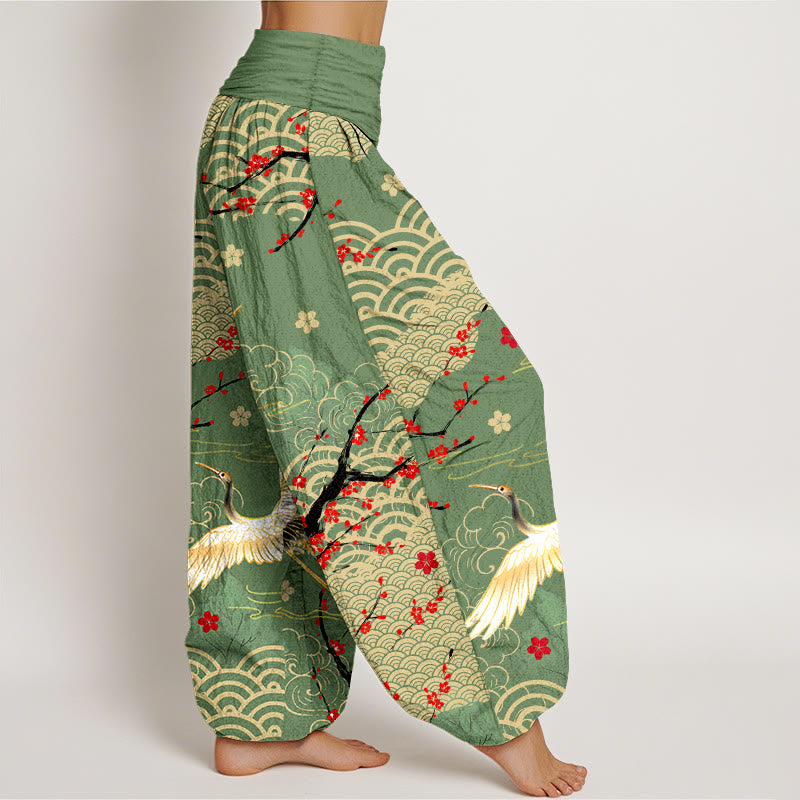 Pantalones bombachos de algodón con cintura elástica para mujer, estampado de Buddha Stones, grullas, nubes auspiciosas y flores. - image 7