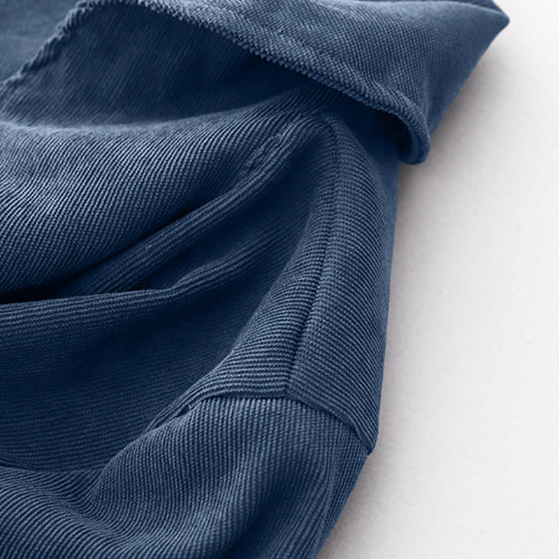 Vestido midi de pana de manga larga con botones lisos y bolsillos, con estampado de Buddha Stones Fall - image 5