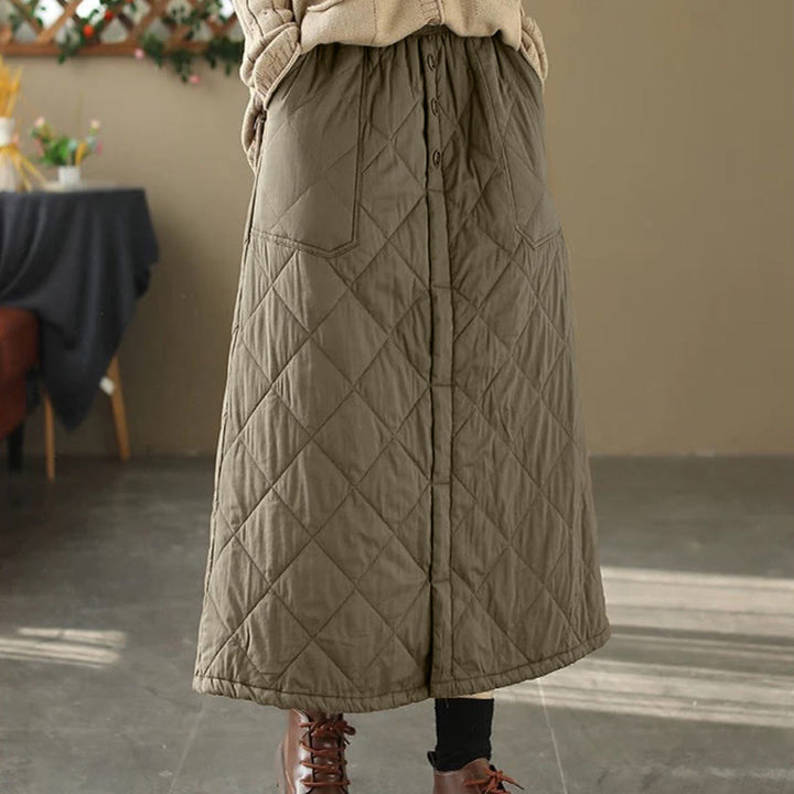 Falda térmica acolchada de algodón liso Buddha Stones para mujer, de 7-8 pulgadas de largo, con bolsillos - image 1