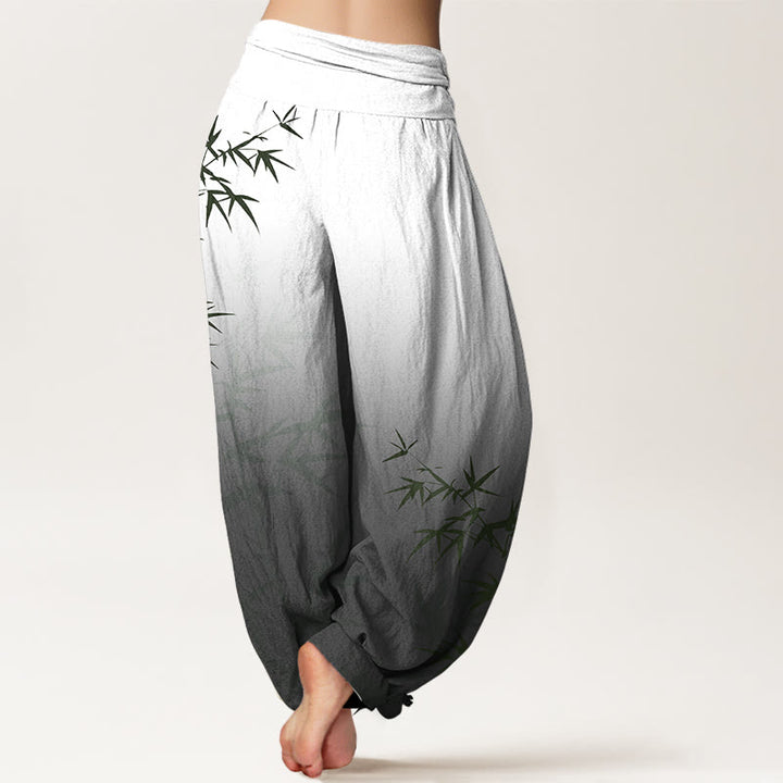 Pantalón tipo harem de mujer, de algodón puro, con cintura elástica, estampado degradado de Buddha Stones. - image 6