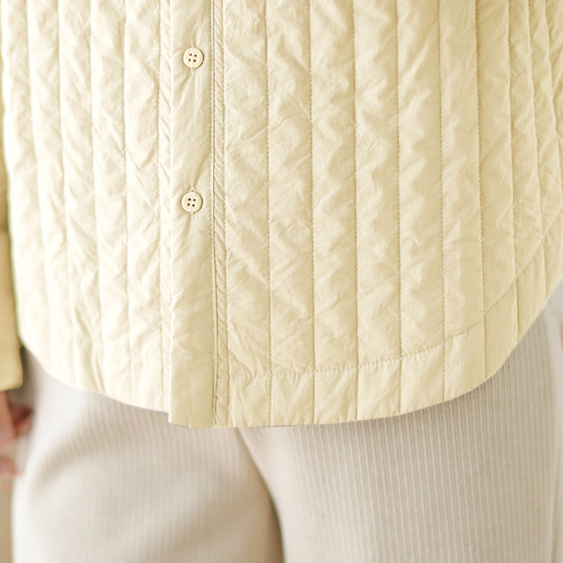 Chaqueta térmica de algodón de manga larga con cuello alto y diseño sencillo para mujer de Buddha Stones , con bolsillo. - image 15