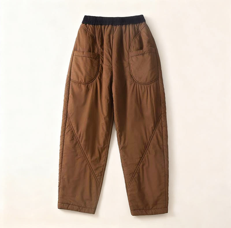 Pantalones tipo harem de invierno para mujer, lisos, con cintura elástica, gruesos, con bolsillos , de Buddha Stones. - Perú - US8-10，UK/AU12-14，EU40-42 (2XL) - image 0