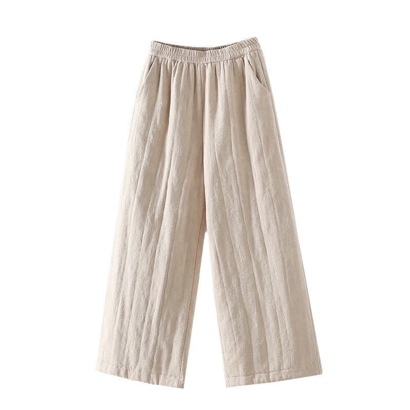 Pantalones térmicos de pierna ancha hasta el tobillo para mujer, con estampado de Buddha Stones, acolchados, de algodón jacquard y con bolsillos. - image 19