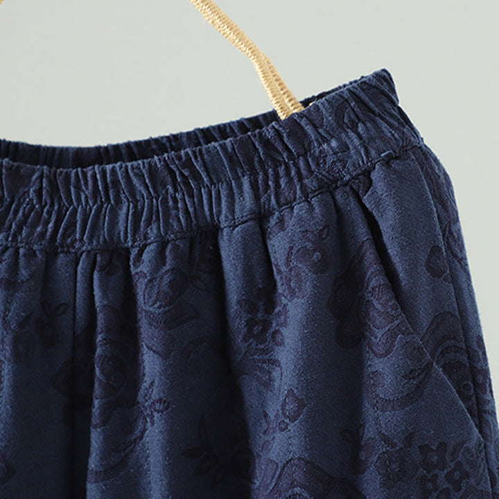 Pantalones térmicos de pierna ancha hasta el tobillo para mujer, con estampado de Buddha Stones, acolchados, de algodón jacquard y con bolsillos. - image 2