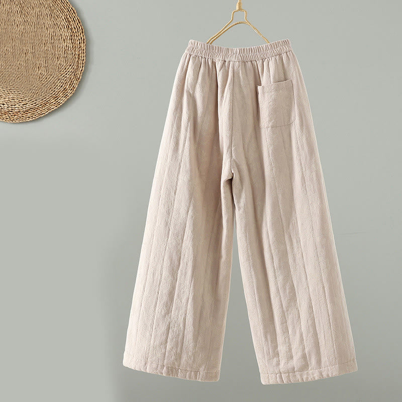 Pantalones térmicos de pierna ancha hasta el tobillo para mujer, con estampado de Buddha Stones, acolchados, de algodón jacquard y con bolsillos. - image 11