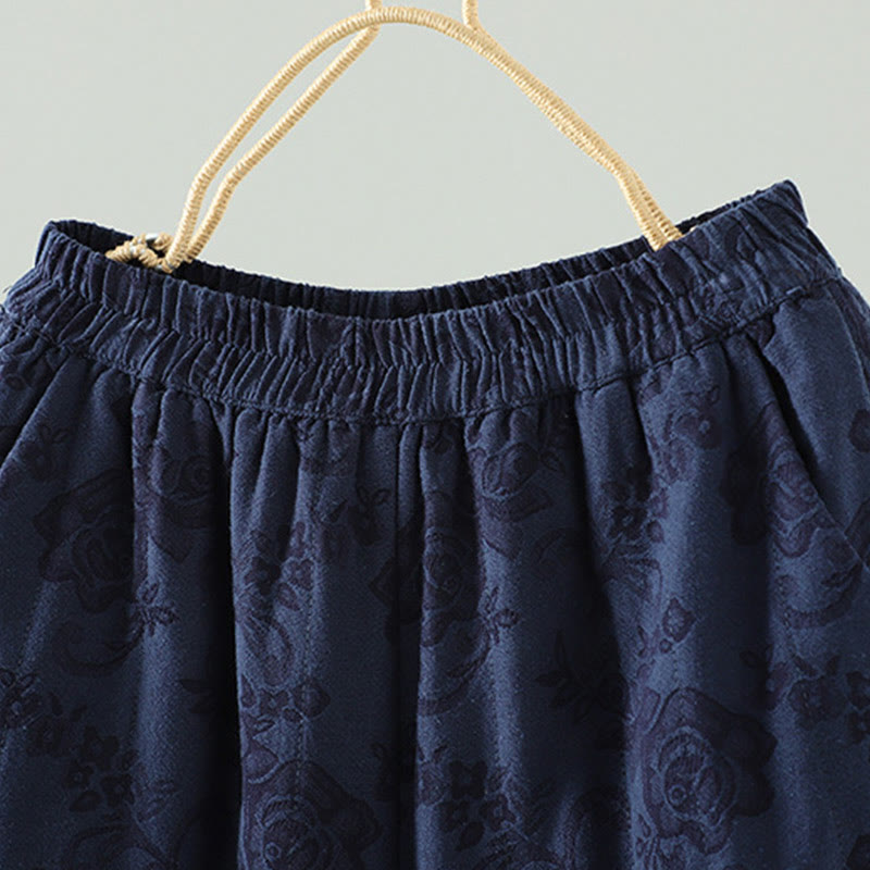 Pantalones térmicos de pierna ancha hasta el tobillo para mujer, con estampado de Buddha Stones, acolchados, de algodón jacquard y con bolsillos. - image 1