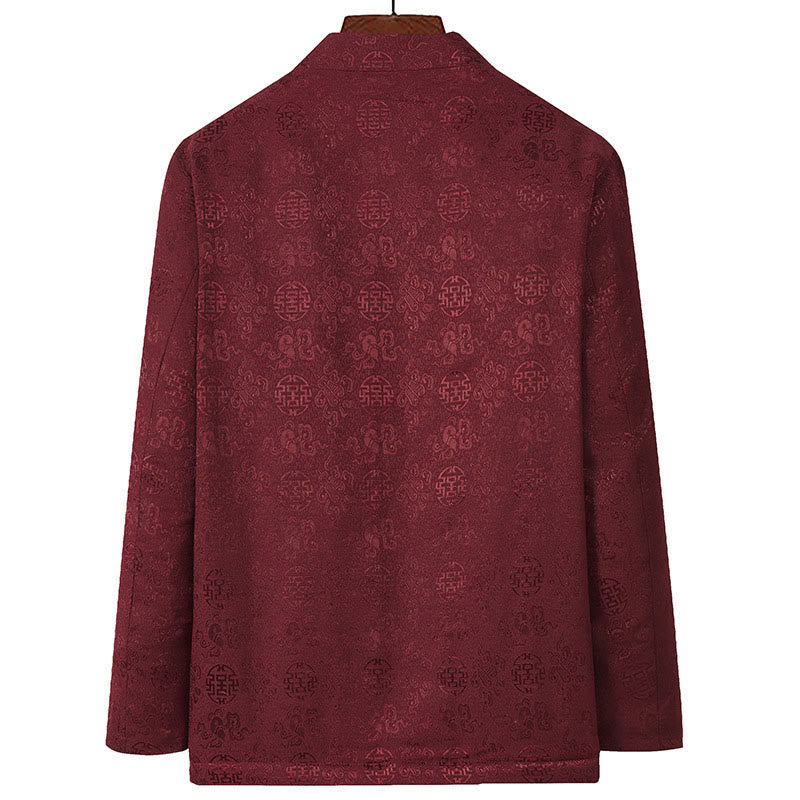 Chaqueta de traje Tang para hombre, de manga larga, cuello alto, con bordado de Buddha Stones y bolsillos. - image 3