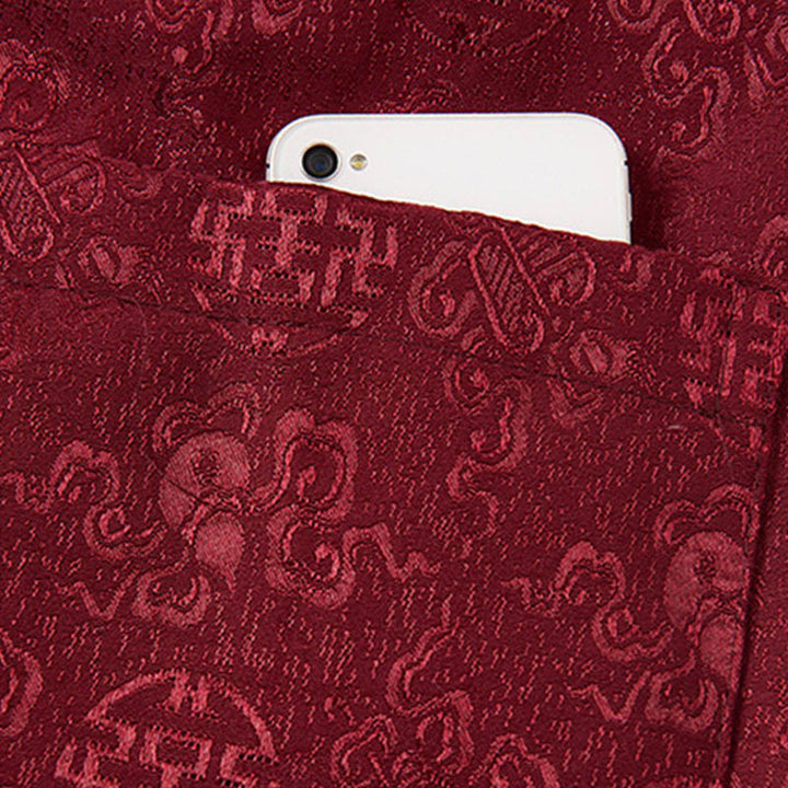 Chaqueta de traje Tang para hombre, de manga larga, cuello alto, con bordado de Buddha Stones y bolsillos. - image 9