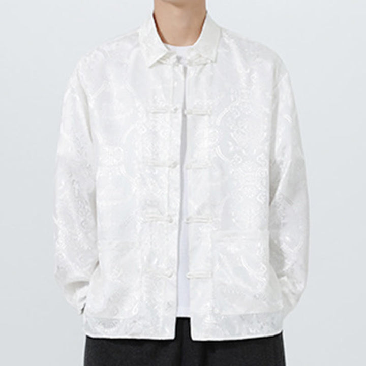 Traje Tang para hombre, chaqueta de manga larga con solapa jacquard de primavera con estampado de Buddha Stones de rana y bolsillos. - image 22