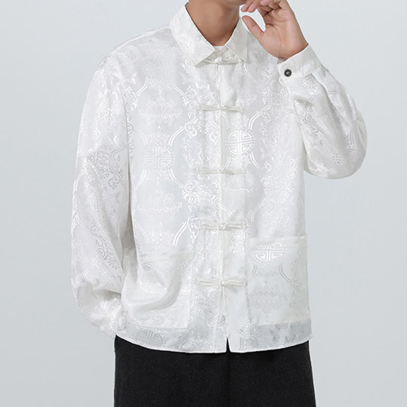 Traje Tang para hombre, chaqueta de manga larga con solapa jacquard de primavera con estampado de Buddha Stones de rana y bolsillos. - image 25